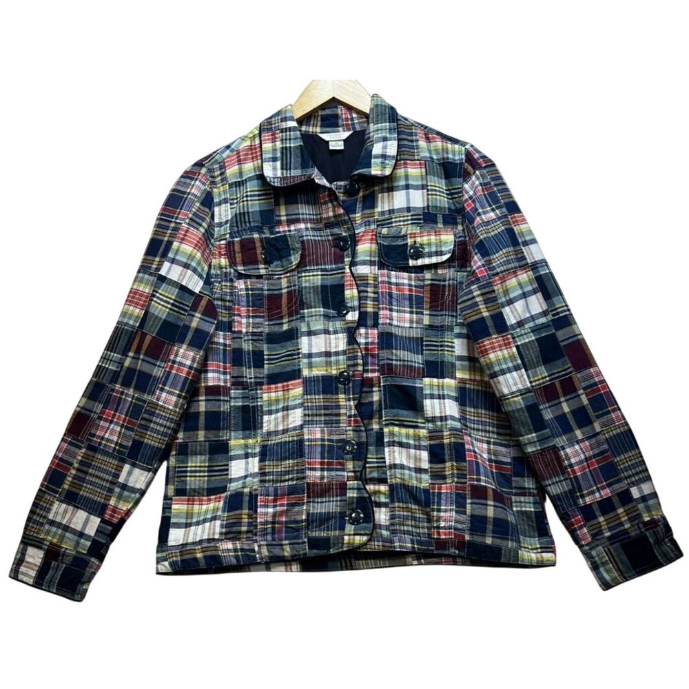 Christopher & Banks Women's Button Front Blazer Jacket Size M Multi Madras Plaid
